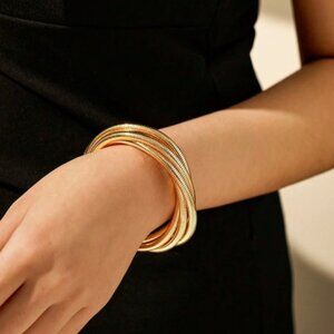 NWT 5 gold coil snake bracelets intertwined in one chunky piece